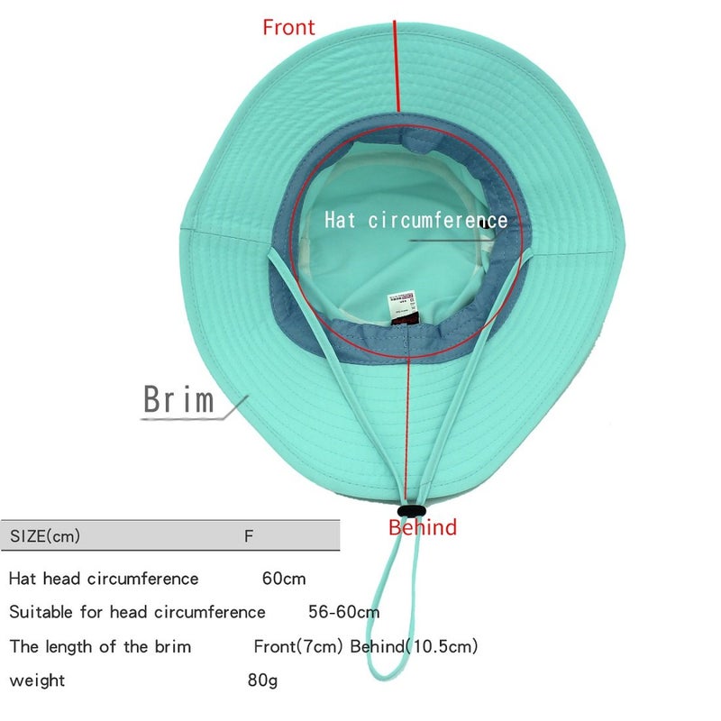 LLmoway Outdoor UPF50+ Wide Brim Summer Sun Hats Lightweight Quick Dry Waterproof Fishing Hat with Cords for Women Men Aqua Blue - Image 2